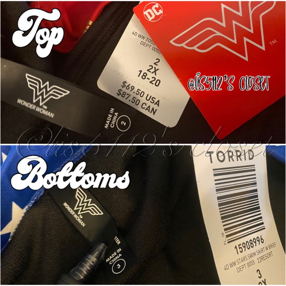 Torrid DC Comics Wonder Woman Triangle Bikini & Swim Skirt Swimsuit SET 2X 3X - Picture 11 of 16